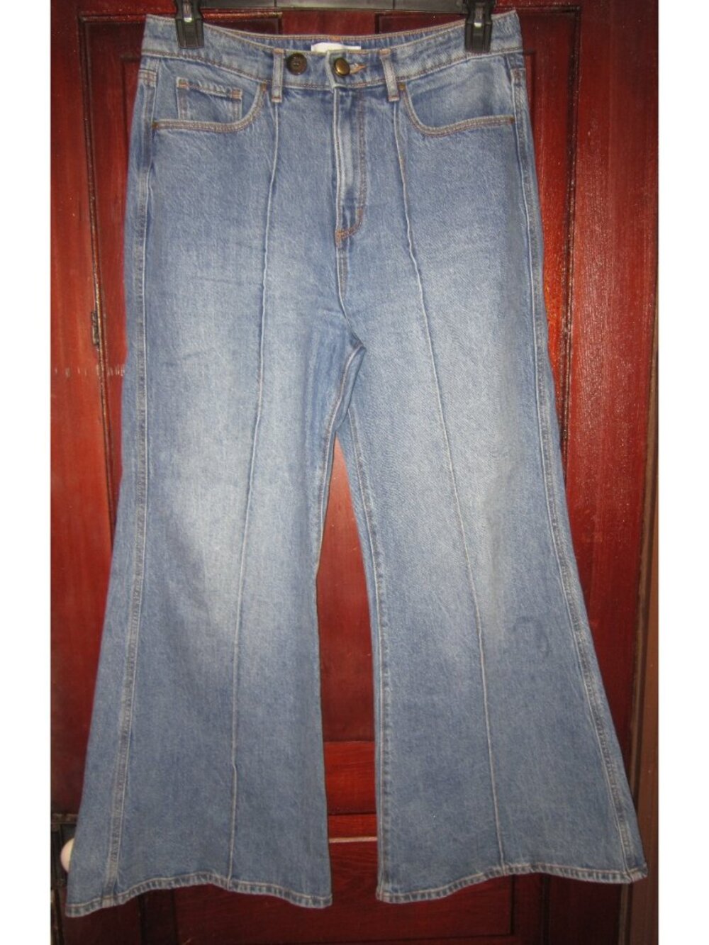 Loft 29 8 The Super Flare Jeans Blue Denim Wide Boho 70s Hippie Soft High Rise